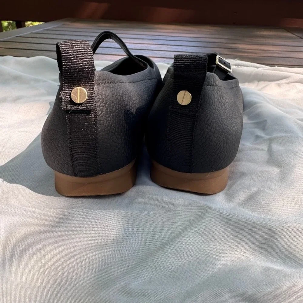 Dr Scholls Feel Good Flex Mary Jane Flats Black Buckle Shoes Size 9.5M
